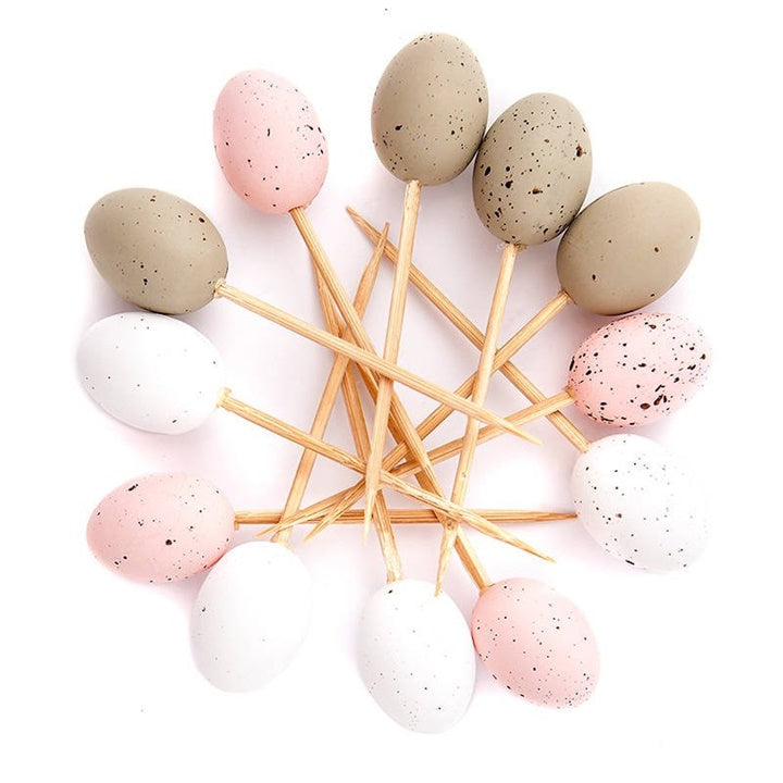 Set of 12 Small Colorful Eggs on Picks | various colors — image 2