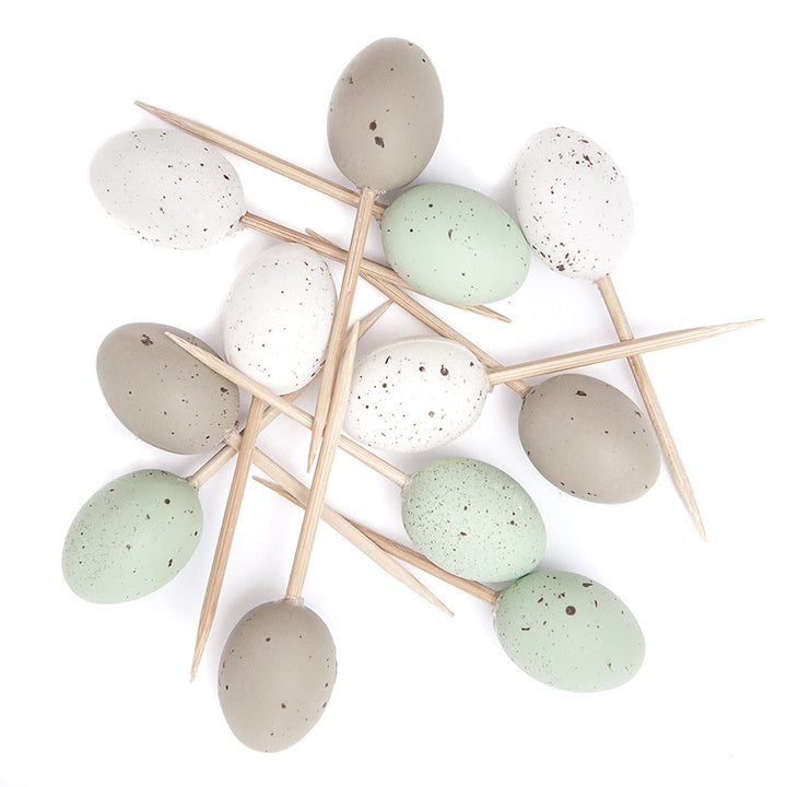 Set of 12 Small Colorful Eggs on Picks | various colors — image 3
