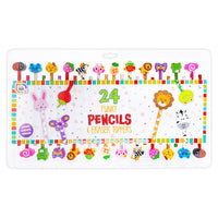 Set of 24 Colored Pencils with Fun Erasers