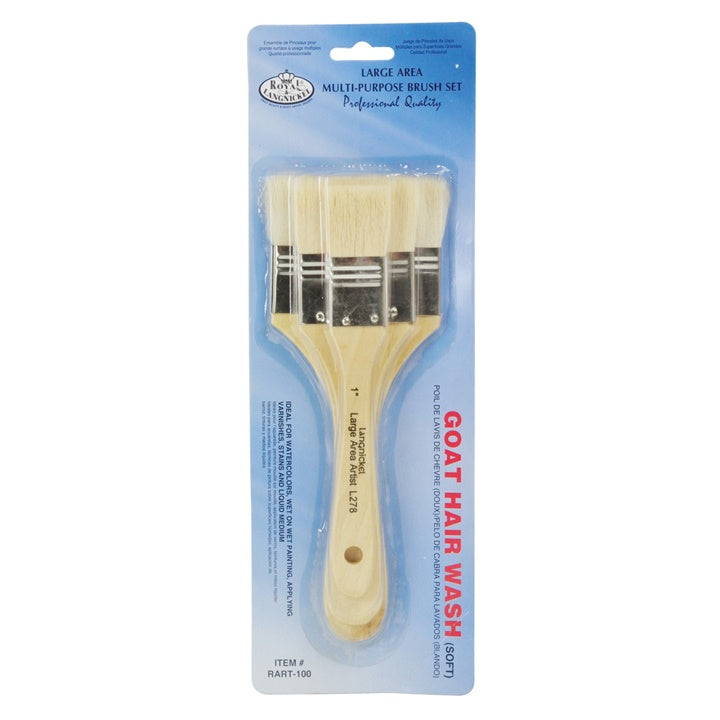 Set of 3 Goat Hair Brushes for Ground and Gesso Priming