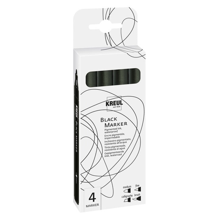 Set of 4 Black Markers with Different Tips — image 1
