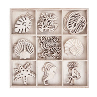 Set of 45 Wooden Decorative Ornaments - Sea