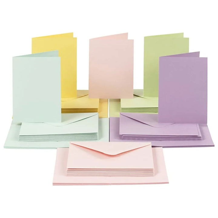 Set of pastel-colored postcards and envelopes, 10.5×15 cm, set of 50 — image 1