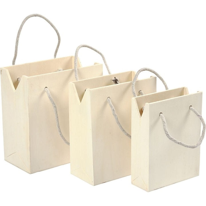 Set of Three Wooden Bags