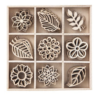 Set of Wooden Decorative Ornaments, 45-Piece