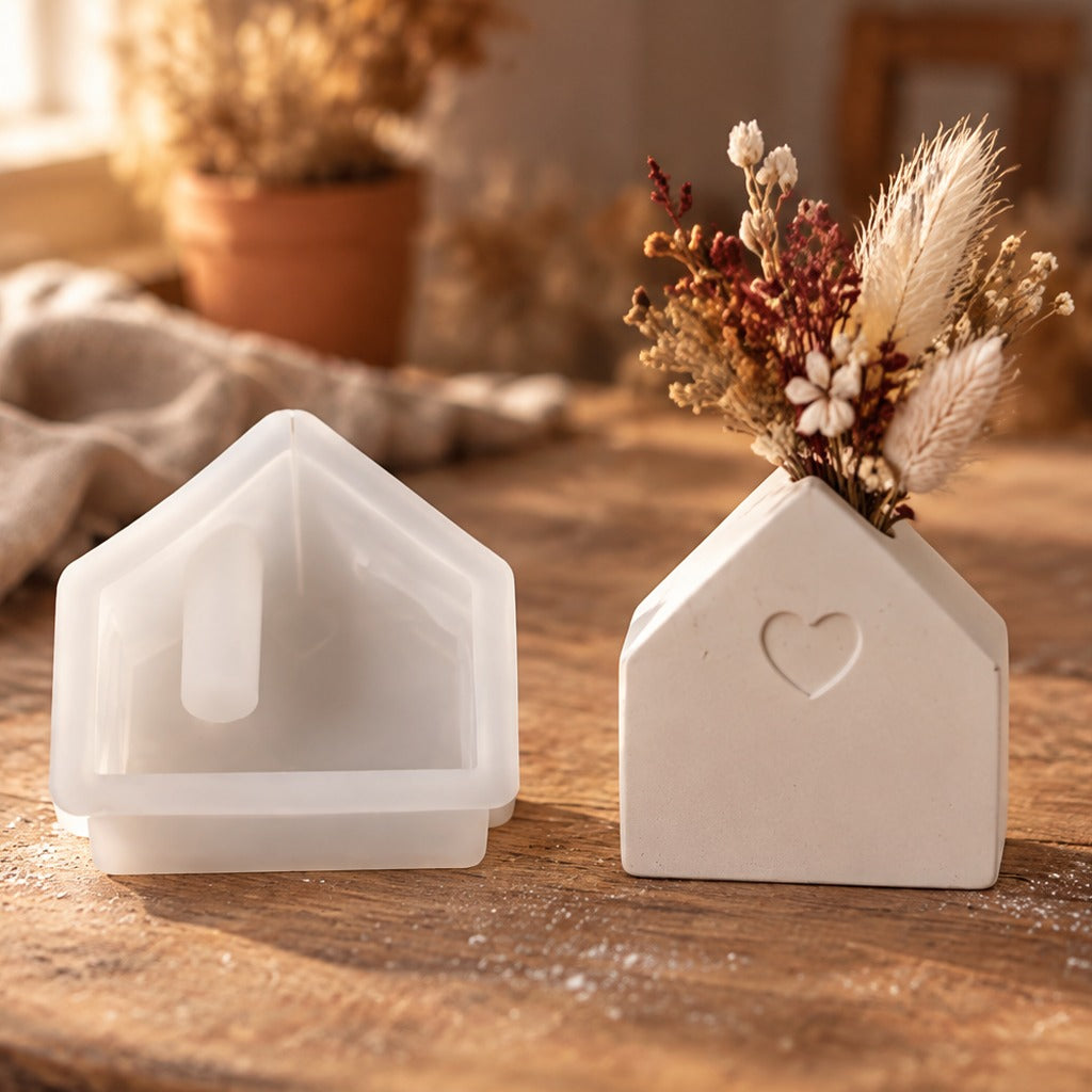 Silicone Mold for Casting Mini Vases for Dried Flowers – little house – 5.1 × 5.9 cm