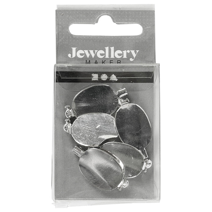 Silver-Colored Brooch Base, 20 x 15 mm, Set of 5