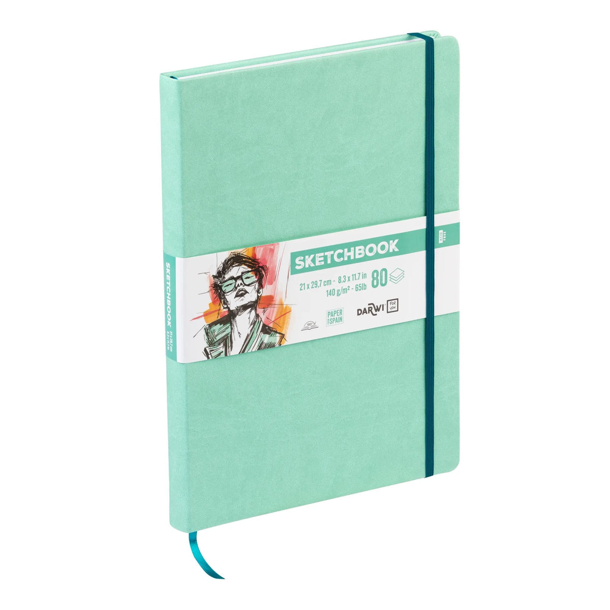 Sketchbook DARWI For You Mint Green A4, 140 g/m² – 80 Sheets