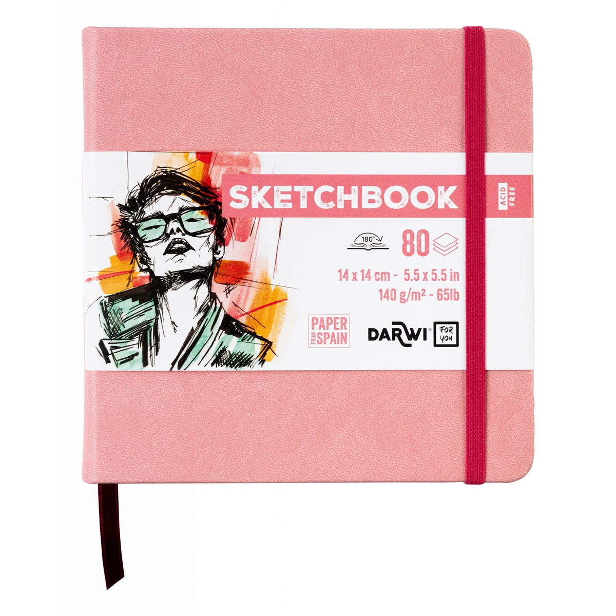 Sketchbook DARWI Soft Pink 14 x 14 cm 140 g – 80 sheets