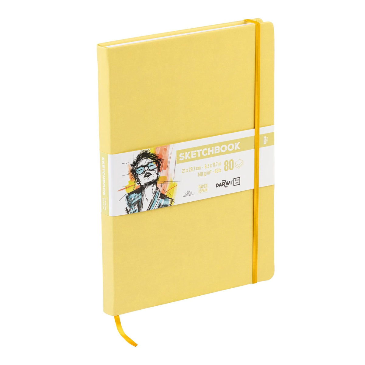 Sketchbook DARWI Soft Yellow A4 – 140 g/m², 80 Sheets