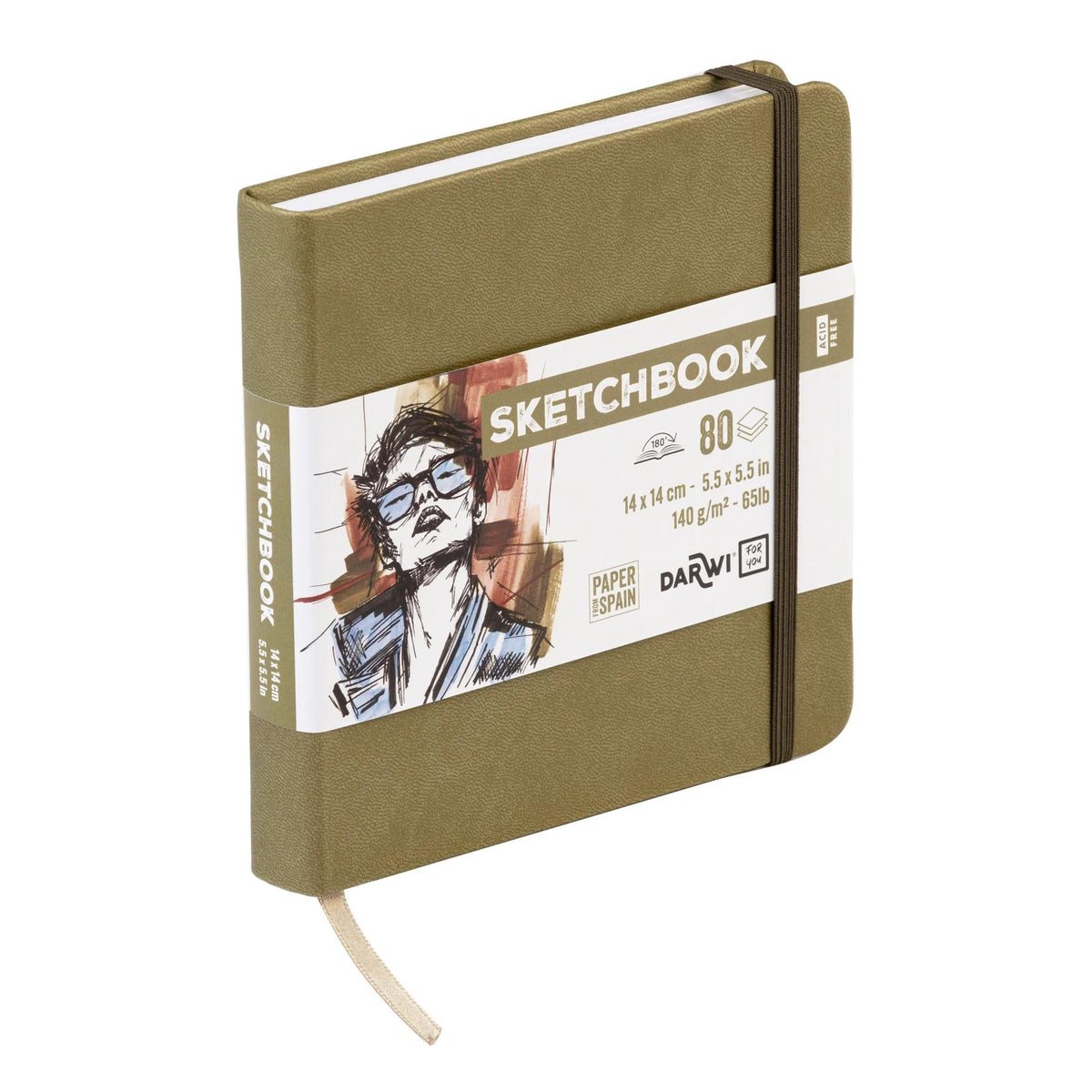 Sketching Pad DARWI Khaki 14 x 14 cm, 140 g, 80 Sheets