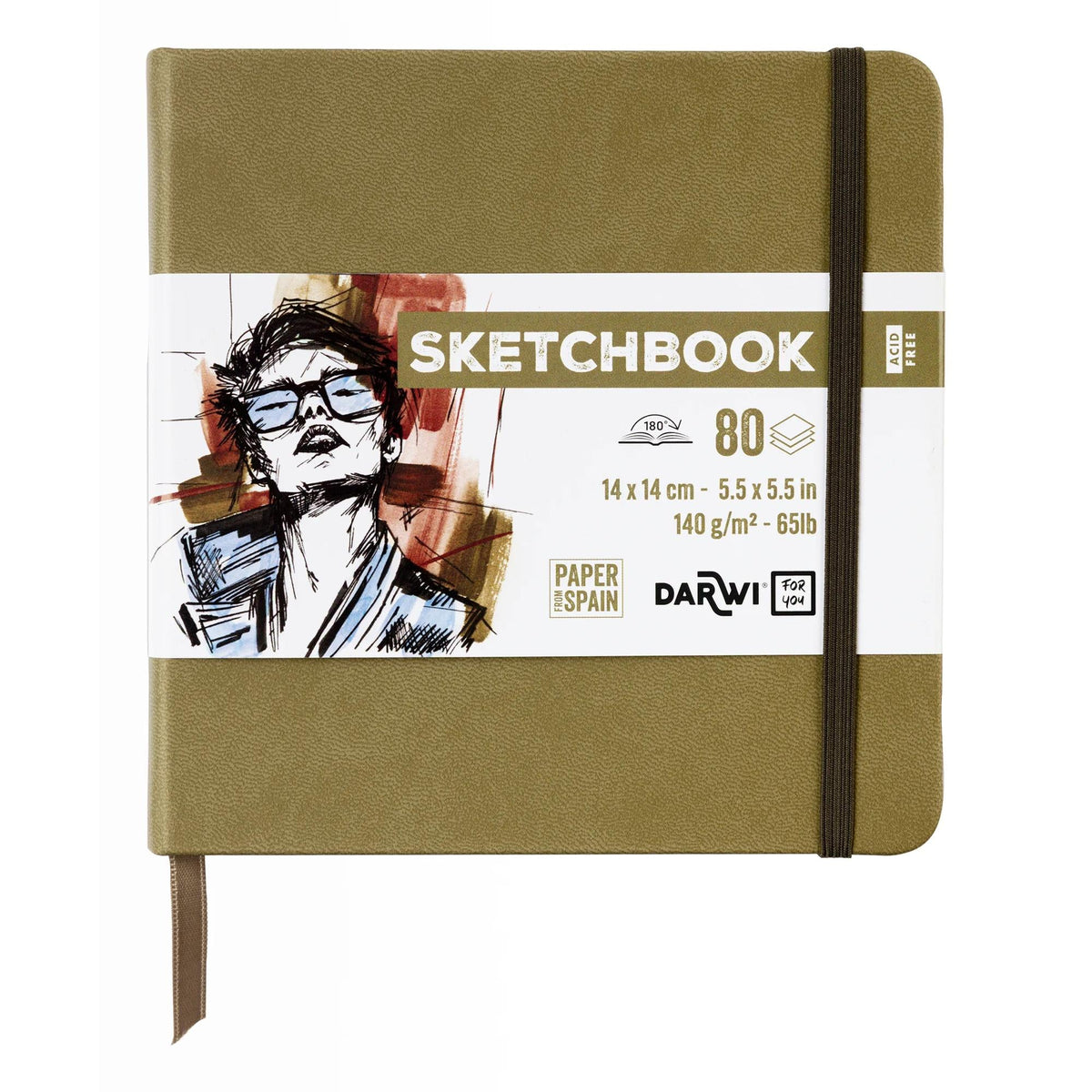 Sketching Pad DARWI Khaki 14 x 14 cm, 140 g, 80 Sheets