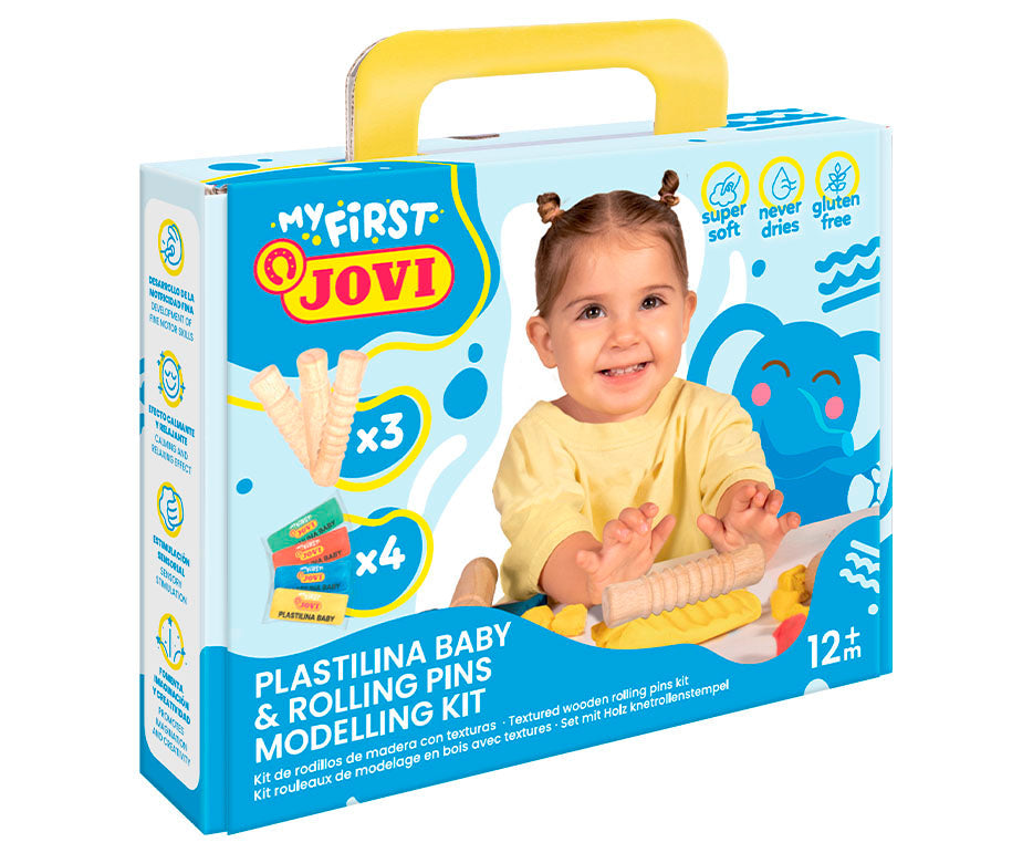 Soft Natural Modelling Clay JOVI My First 4 x 38 g – + 3 wooden rollers