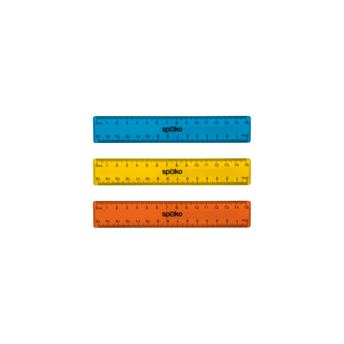 Spoko Flat Ruler 15 cm, Assorted Colors