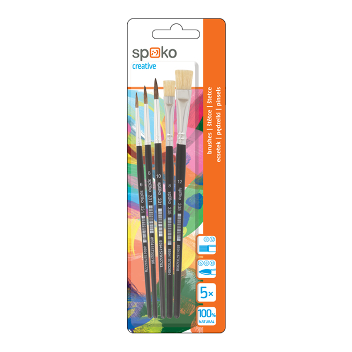 Spoko School Paint Brush Set S0339 - 5-piece set