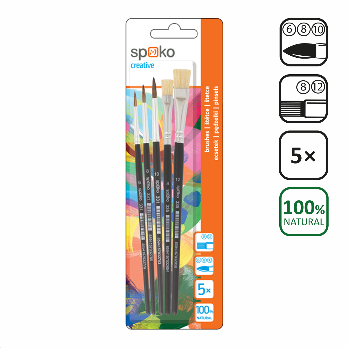 Spoko School Paint Brush Set S0339 - 5-piece set