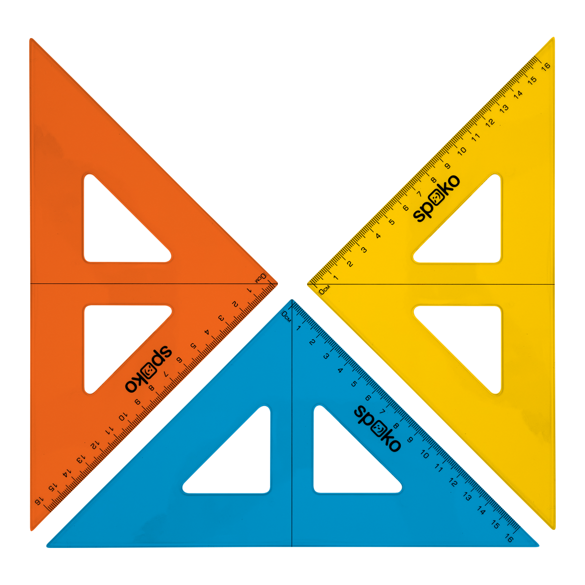 Spoko Set Square with Perpendicular Line, 16 cm – color mix
