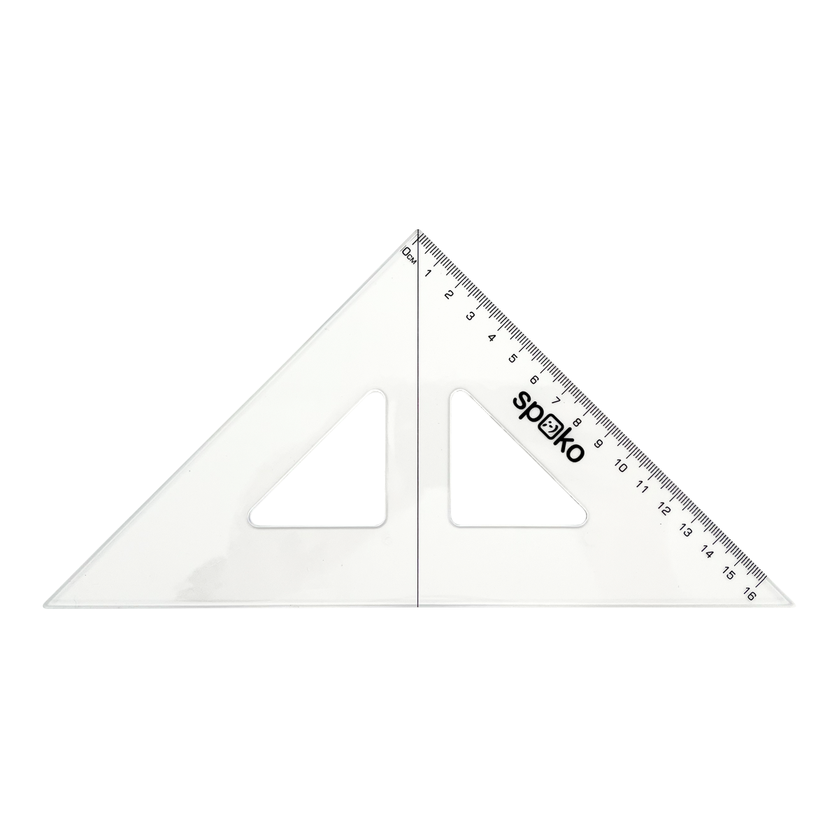 Spoko Set Square with Perpendicular Line, 16 cm – transparent