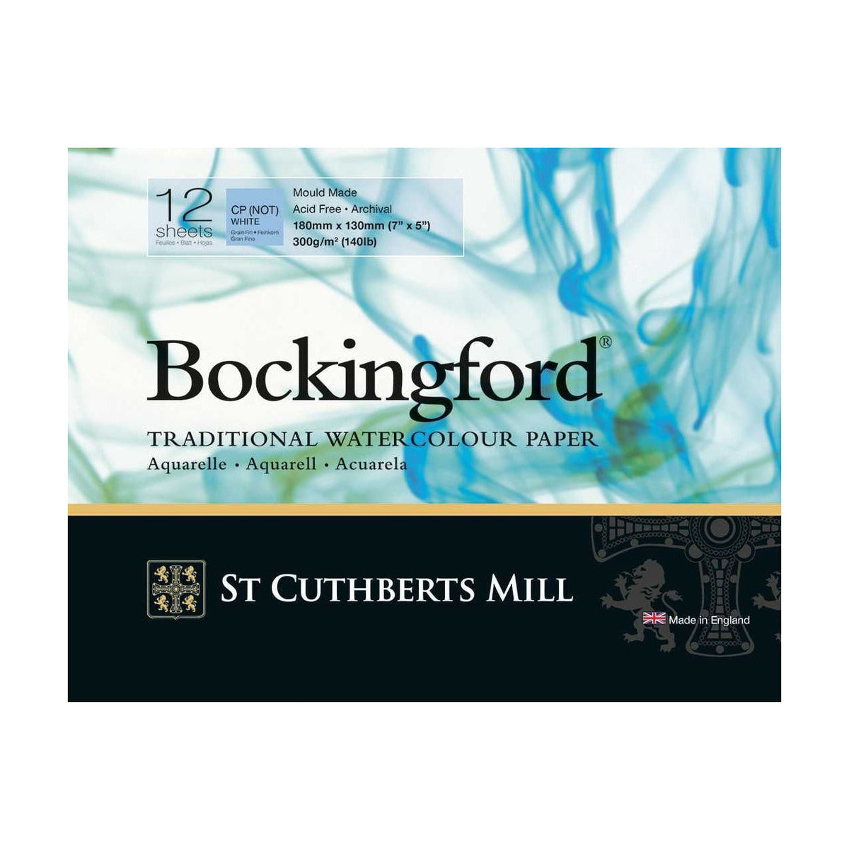 CANSON St Cuthberts Bockingford CP White Watercolor Pad, 300 g/m², 12 Sheets, Various Formats
