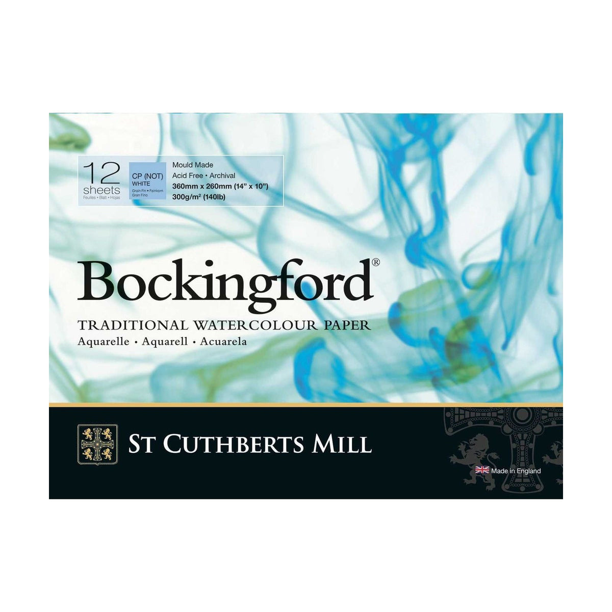 CANSON St Cuthberts Bockingford CP White Watercolor Pad, 300 g/m², 12 Sheets, Various Formats