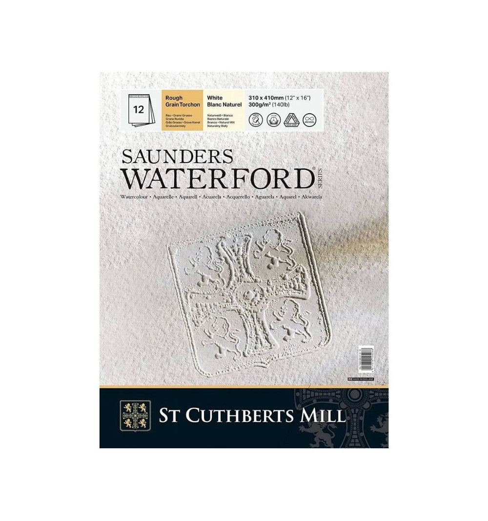 St Cuthberts Mill Saunders Rough Watercolor Paper Block 300 g/m² White 23 x 31 cm - 12 Sheets