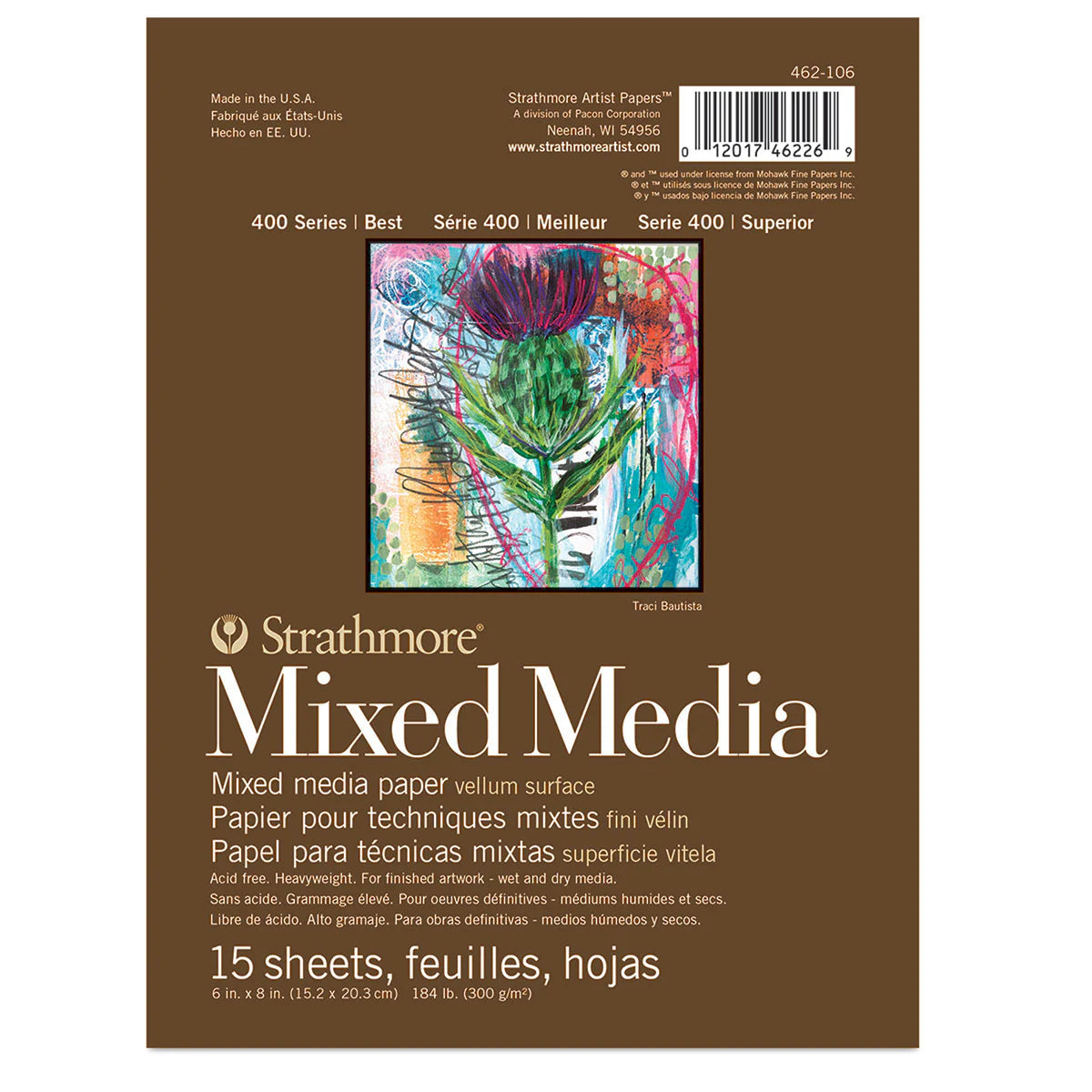 STRATHMORE 400 Mixed Media Pad 300 g/m² 15 x 20 cm - 15 sheets