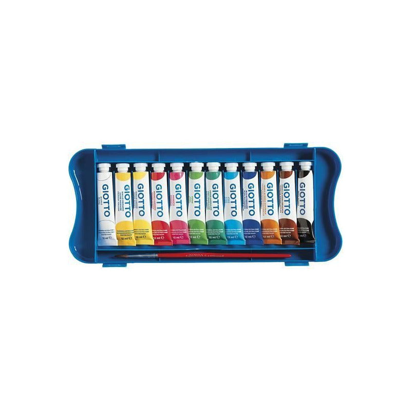 Tempera Paint Set GIOTTO Extra Fine in Tubes with Brush