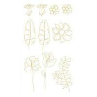 Transparent PVC Stickers, Gold Flowers, 43 pcs — image 3