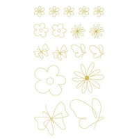 Transparent PVC Stickers, Gold Flowers, 43 pcs — image 4