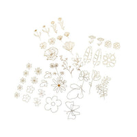 Transparent PVC Stickers, Gold Flowers, 43 pcs — image 1