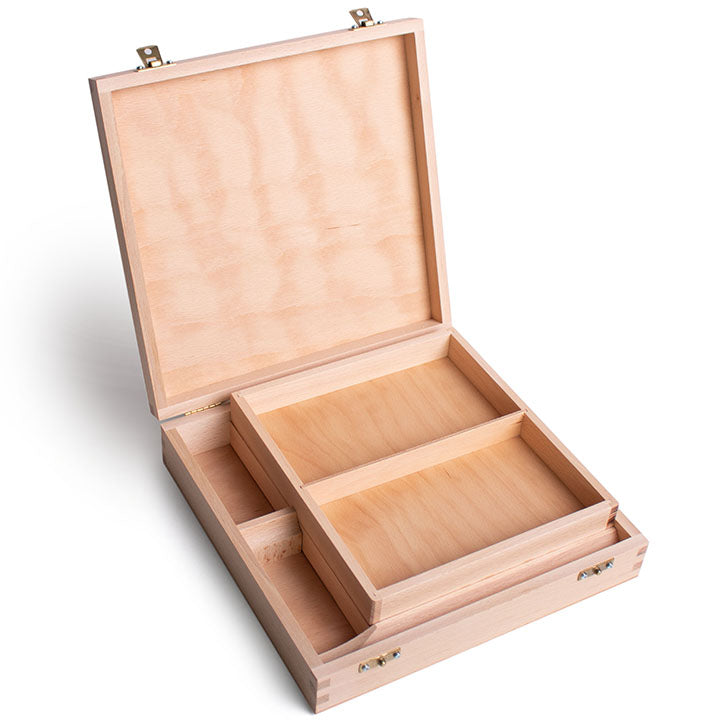 UMTON Wooden Box for Oil Paints and Accessories 26x26x2 cm