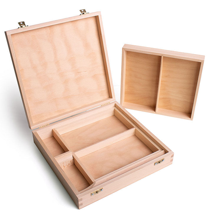 UMTON Wooden Box for Oil Paints and Accessories 26x26x2 cm