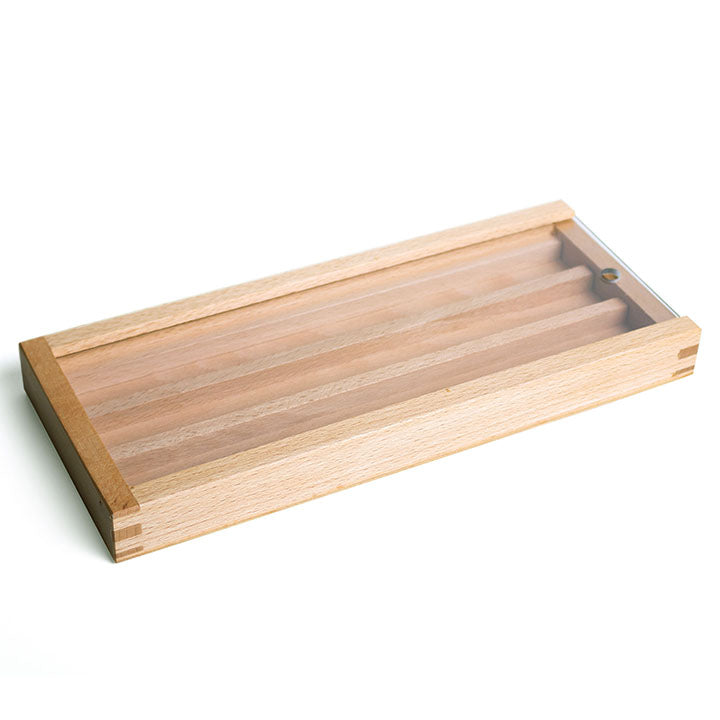 UMTON Wooden Box for Watercolors, Plexiglass, 27.5x11.5x2.7 cm