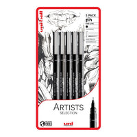 UNI PIN Artist Selection Fineliner Marker Set of 5 — image 1