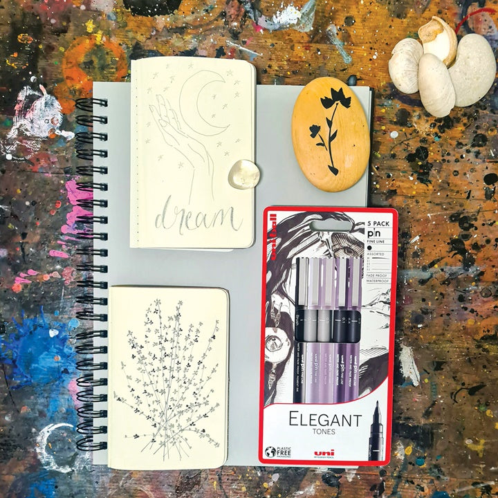 UNI PIN Elegant Tones Fineliner Marker Set of 5, image 4