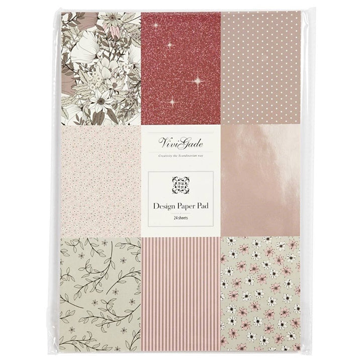 Vivi Gade A4 Scrapbooking Paper - Pink Tones, Set of 24 Sheets