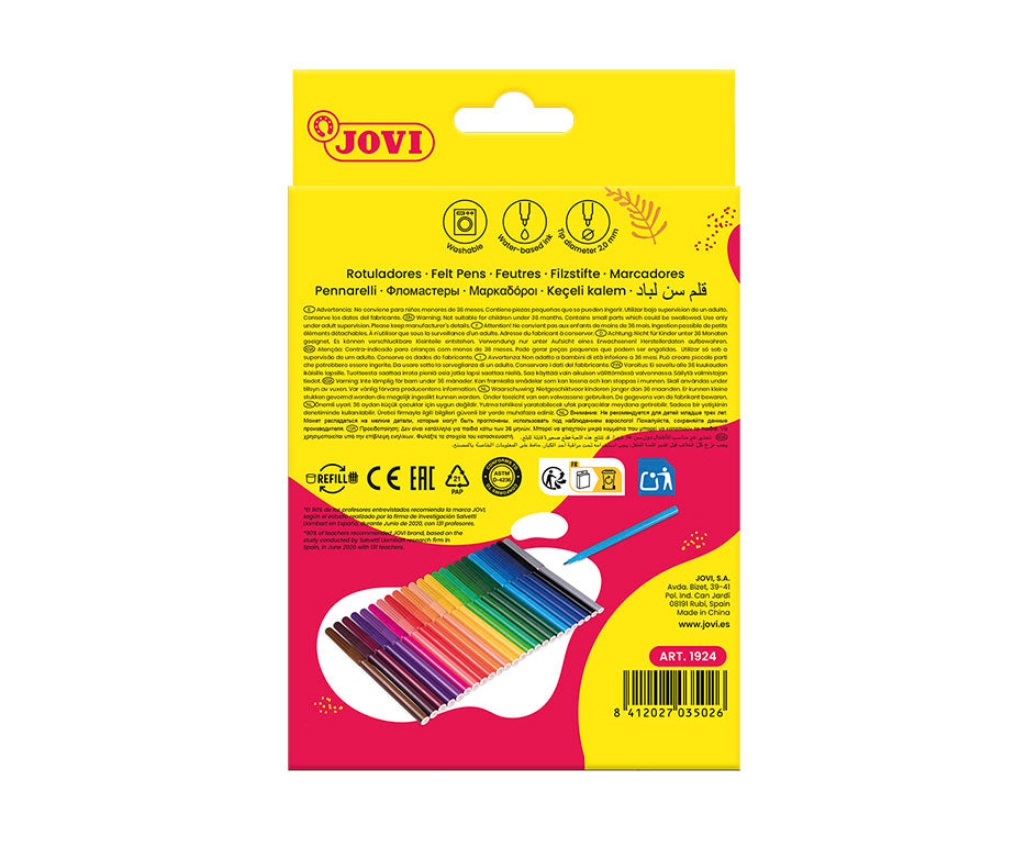 Washable Fine Tip Markers JOVI - 24 pcs
