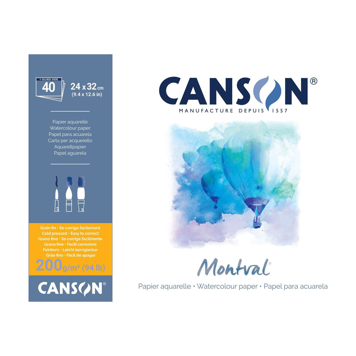 Watercolor pad CANSON Montval CP 200 g/m² – 24 x 32 cm, 40 sheets