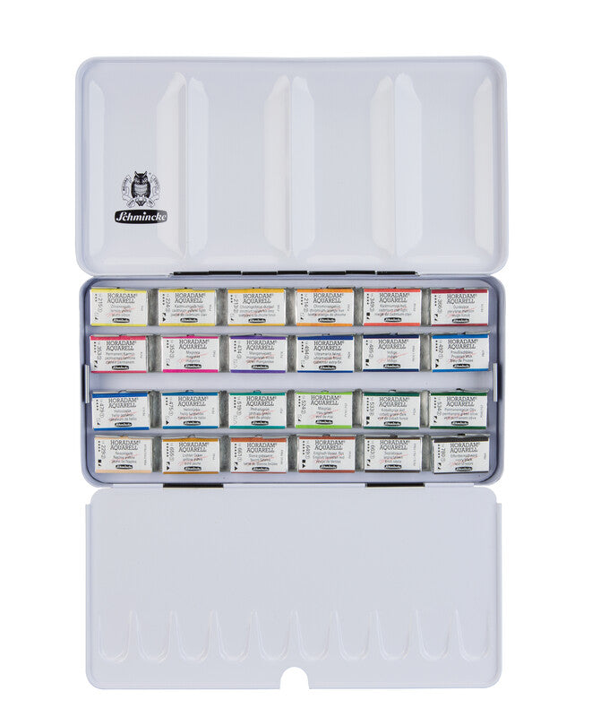 Watercolor Paint Set Schmincke HORADAM in Metal Box - 24 Full Pans