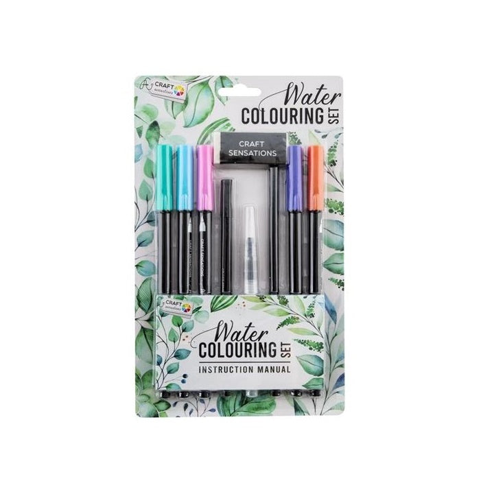 Watercolor Pens Set of 9 / Bright Colors