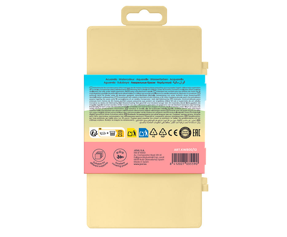 Watercolour Paint Set JOVI Kawaii 22 mm - 12 pcs with Brush