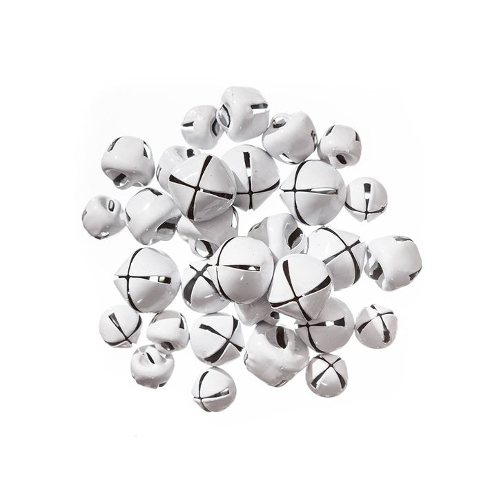 White Decorative Jingle Bells, Set of 30