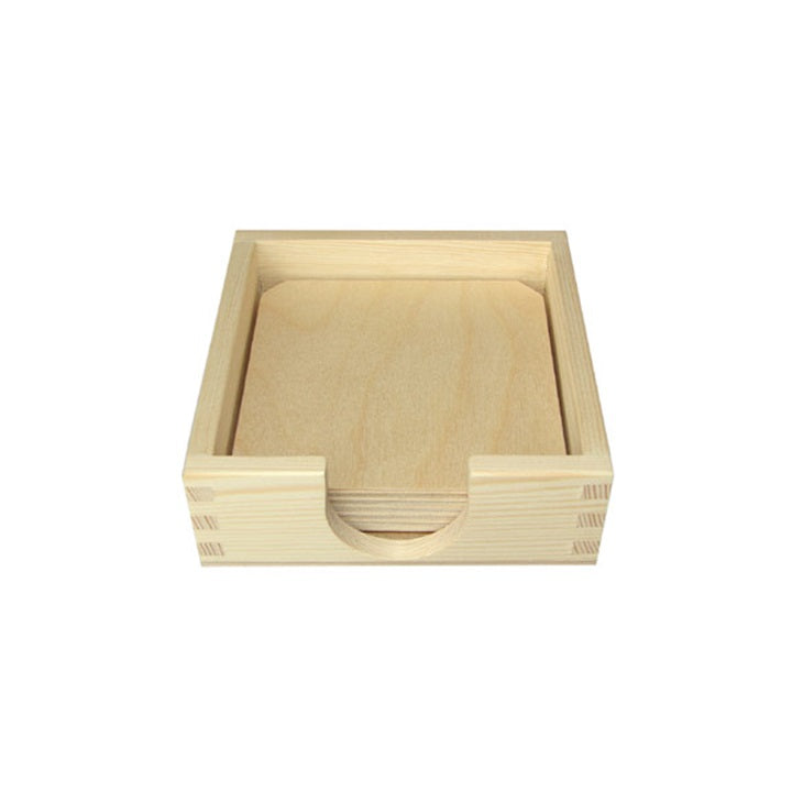 Wooden Box with 6 Coasters