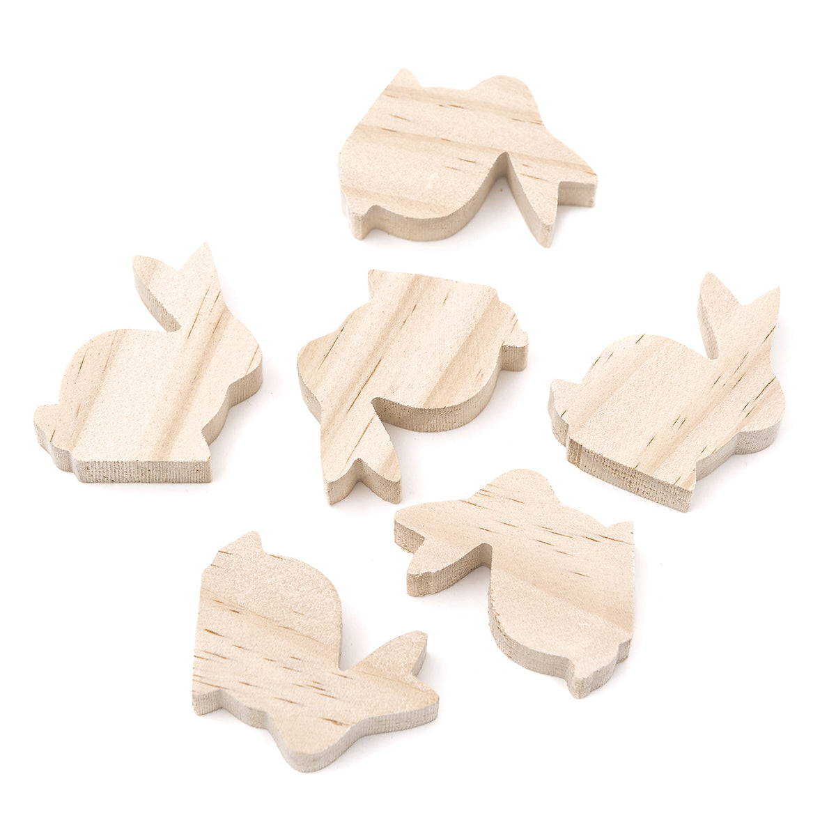Wooden Bunny Set of 6, 5 x 5.5 x 1.5 cm