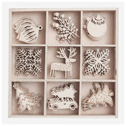 Wooden Christmas Cutouts, Set of 45