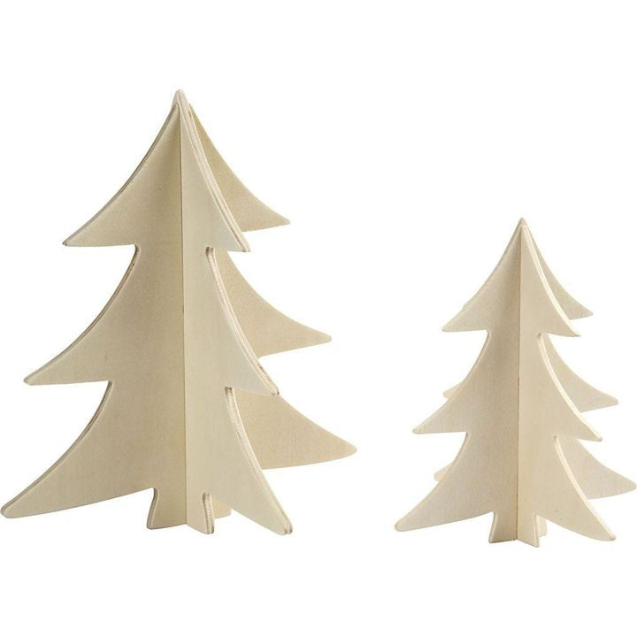 Wooden Decoration - Christmas Tree, Set of 2