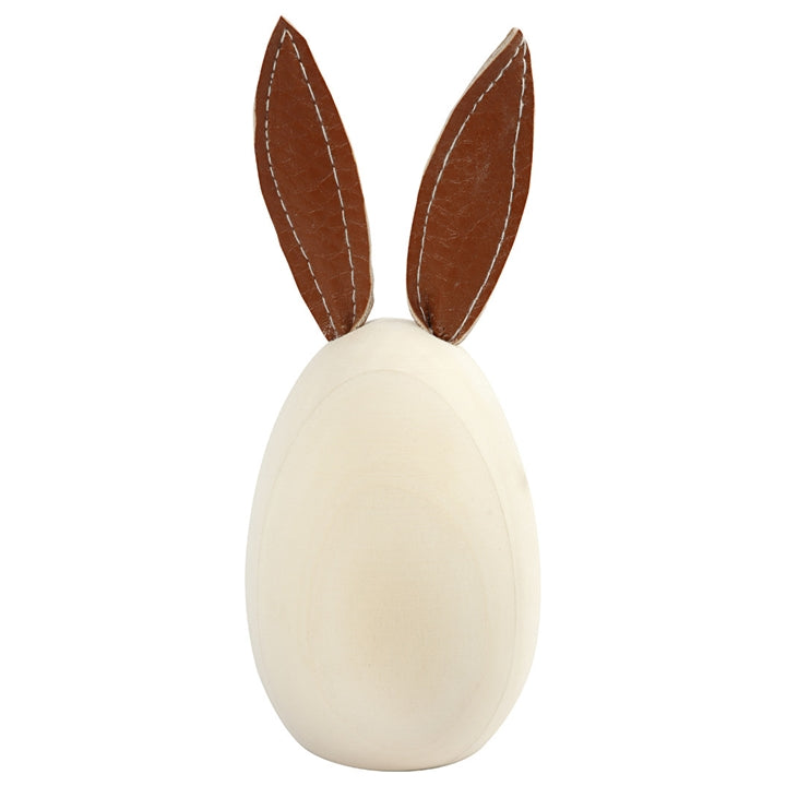 Wooden Egg with Leather Ears for Decorating