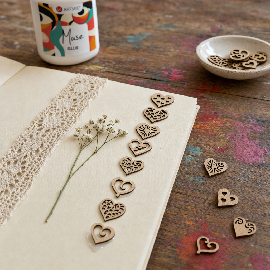 Wooden Heart Cutouts - Set of 10, 2.5–2.8 cm