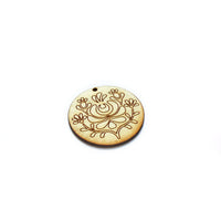 Wooden Jewelry-Making Blank, Circle with Ornament 2