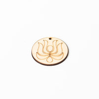 Wooden Jewelry-Making Cutout, Circle with Ornament, 4.5 cm